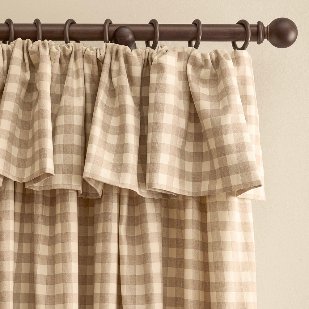 Harriet Gingham Printed Blackout Curtains Natural