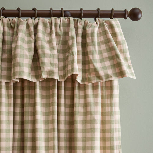 Harriet Gingham Printed Blackout Curtains Pink/Green