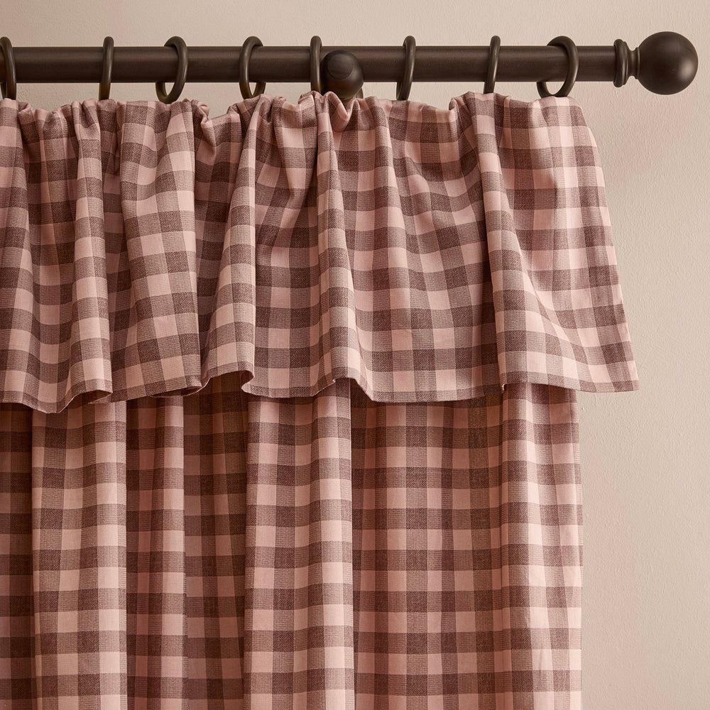 Harriet Gingham Printed Blackout Curtains Rose/Chocolate