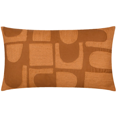 Abstract Orange Cushions - Hallam Embroidered Cotton Cushion Cover Copper HÖEM