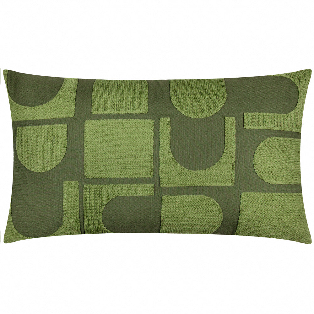 Hallam Embroidered Cotton Cushion Ivy Green