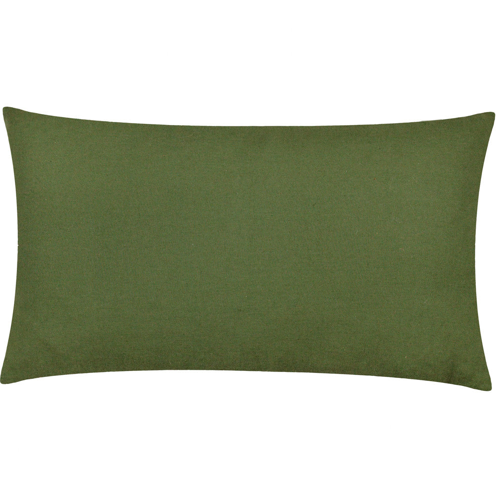Hallam Embroidered Cotton Cushion Ivy Green