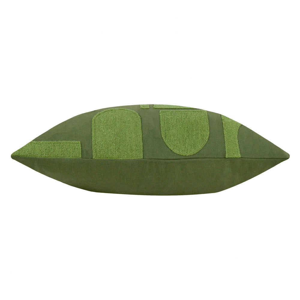 Hallam Embroidered Cotton Cushion Ivy Green