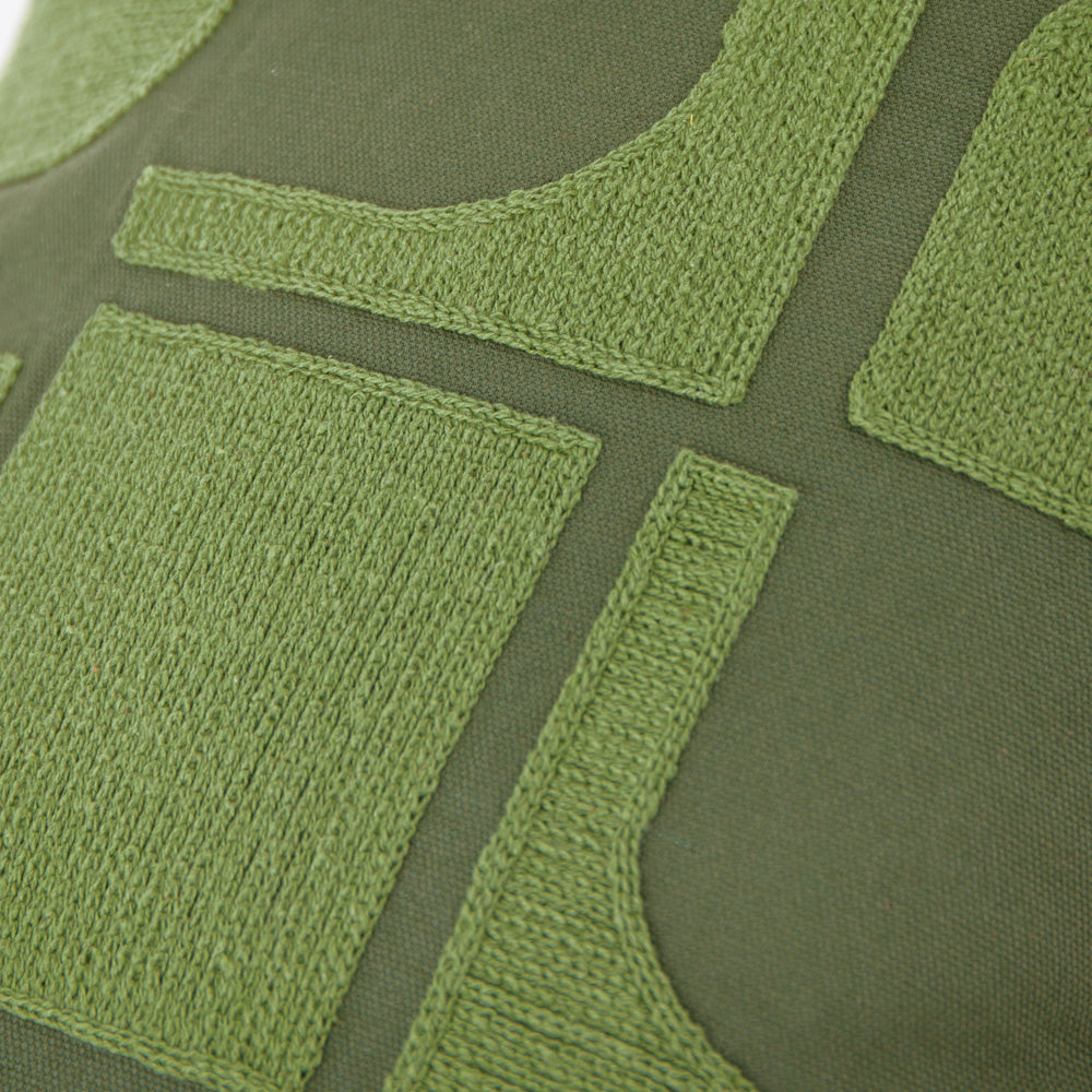 Hallam Embroidered Cotton Cushion Ivy Green