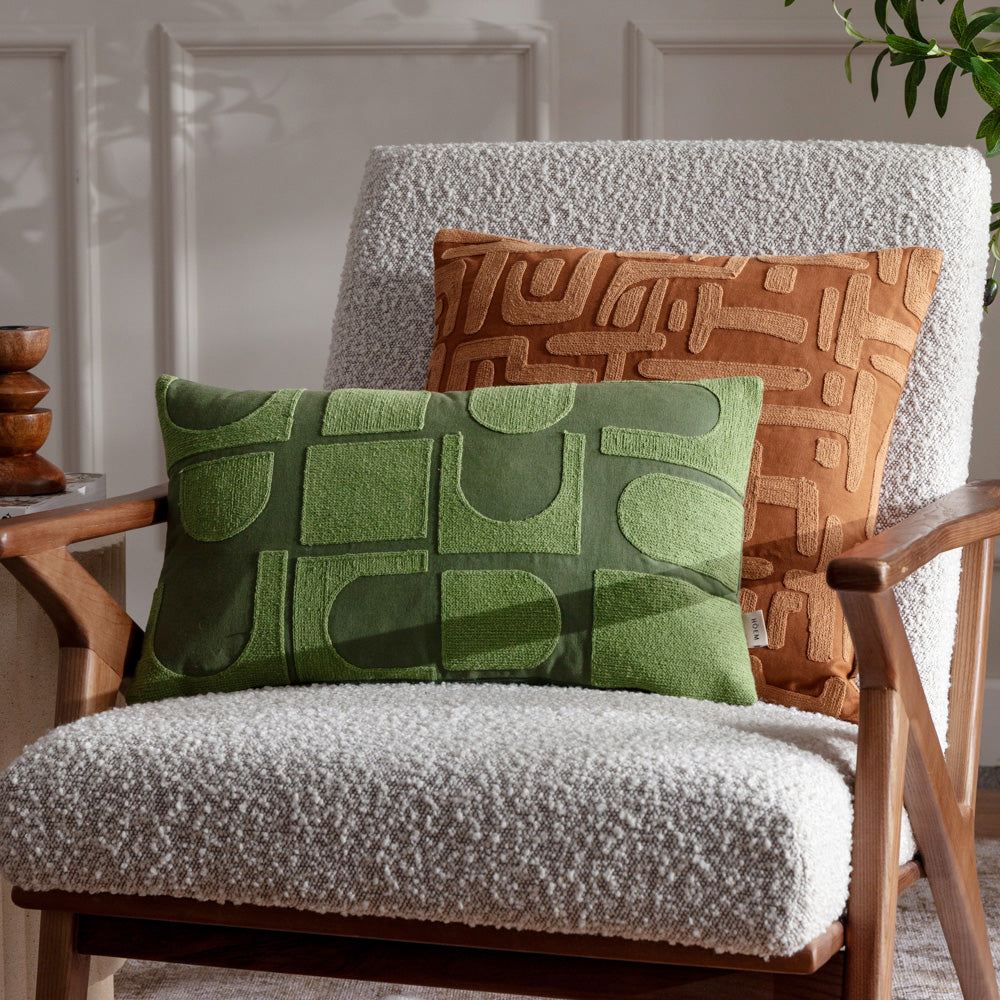 Hallam Embroidered Cotton Cushion Ivy Green