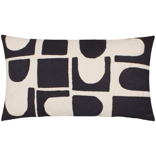 Abstract Black Cushions - Hallam Embroidered Cotton Cushion Cover Mono HÖEM