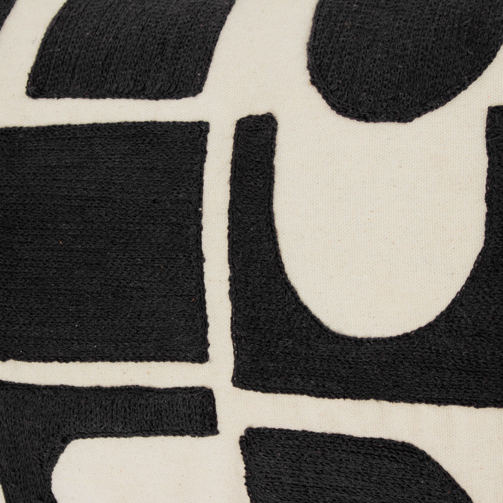 Hallam Embroidered Cotton Cushion Mono