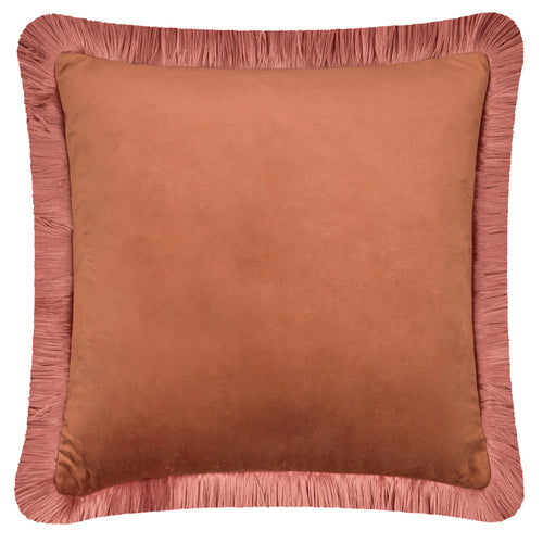 Halo Fringed Velvet Cushion Chesnut/Slipper