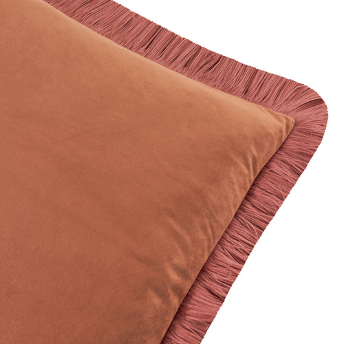 Halo Fringed Velvet Cushion Chesnut/Slipper