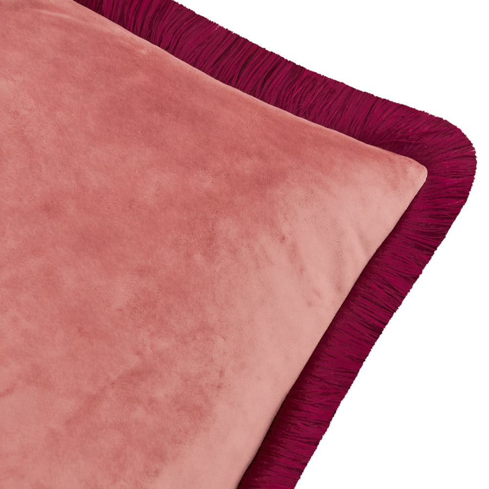 Halo Fringed Velvet Cushion Slipper/Burgundy