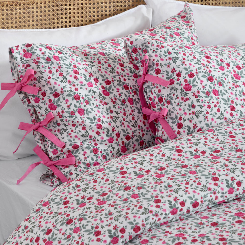 Hannah Floral 100% Cotton Duvet Cover Set Pink