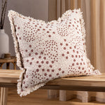 Yard Hara Woven Fringed Cotton Cushion Cover in Pecan