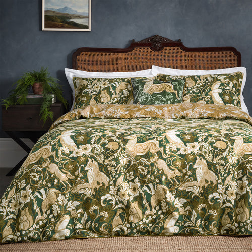Animal Green Bedding - Harewood British Animal 100% Cotton Duvet Cover Set Emerald Paoletti