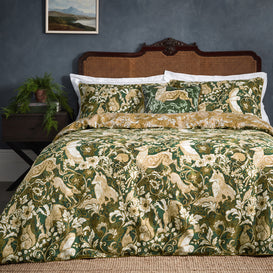 Paoletti Harewood British Animal 100% Cotton Duvet Cover Set in Emerald