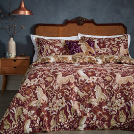 Paoletti Harewood British Animal 100% Cotton Duvet Cover Set in Ruby