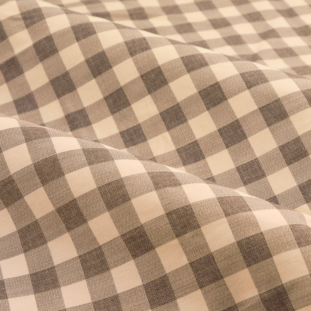 Harriet Gingham Printed Fully Lined Curtains Buttermilk/Chocolate