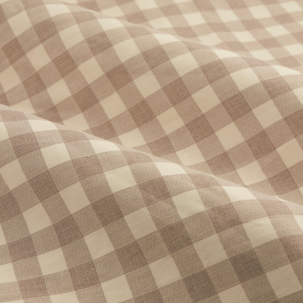 Harriet Gingham Printed Fully Lined Curtains Natural