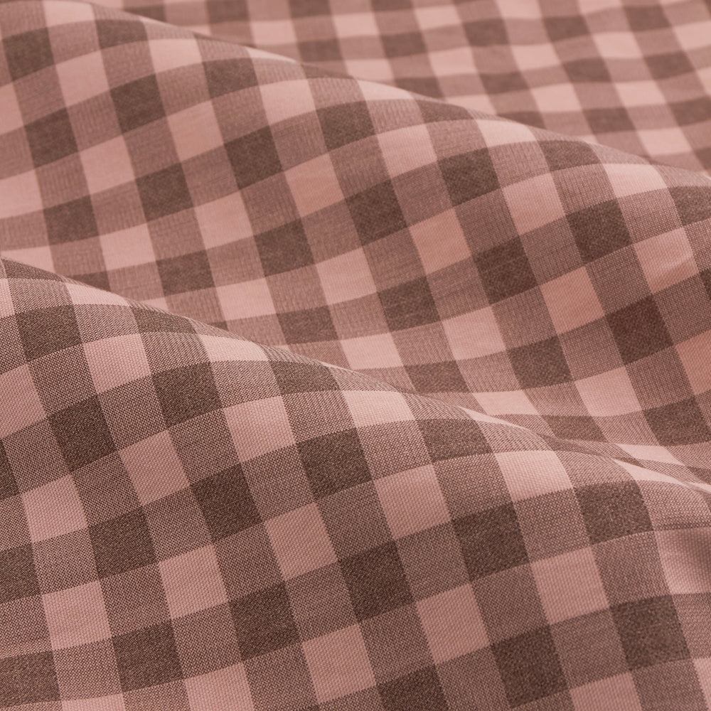 Harriet Gingham Printed Fully Lined Curtains Rose/Chocolate