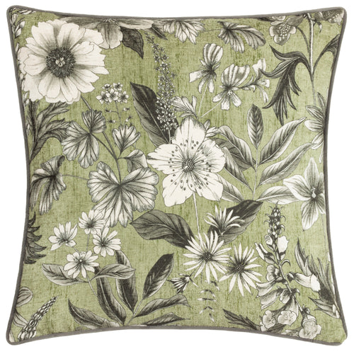 Floral Green Cushions - Harlington Botany Floral Piped Cushion Cover Moss Wylder Nature