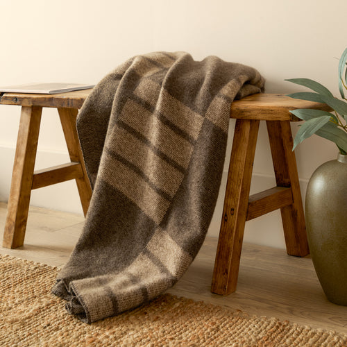 Geometric Brown Throws - Harlech Woven Reversible Throw Brown Yard