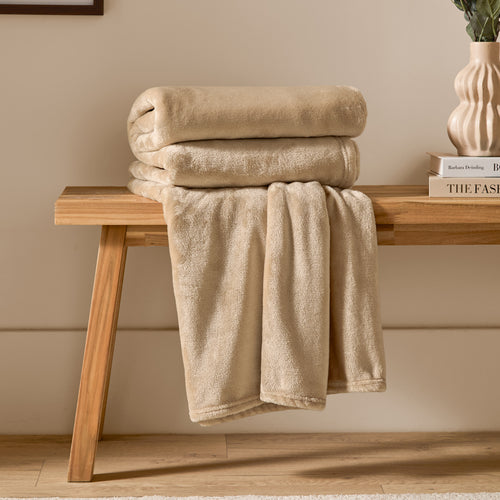 Plain Cream Throws  - Harrow Fleece Throw Natural Furn