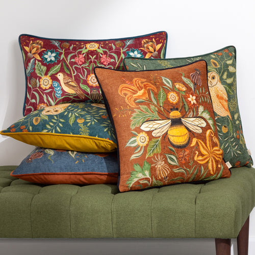 Animal Orange Cushions - Hawthorn Bee Cushion Cover Ginger Evans Lichfield