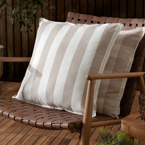 Striped Beige Cushions - Hayle Cotton Outdoor Cushion Cover Natural Yard