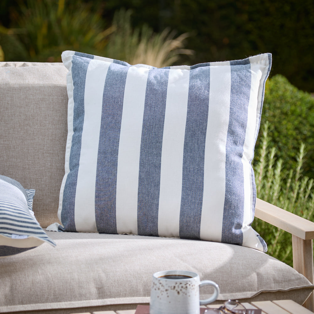 Hayle Blue 100% Cotton Outdoor Cushion Cover Navy Cushions