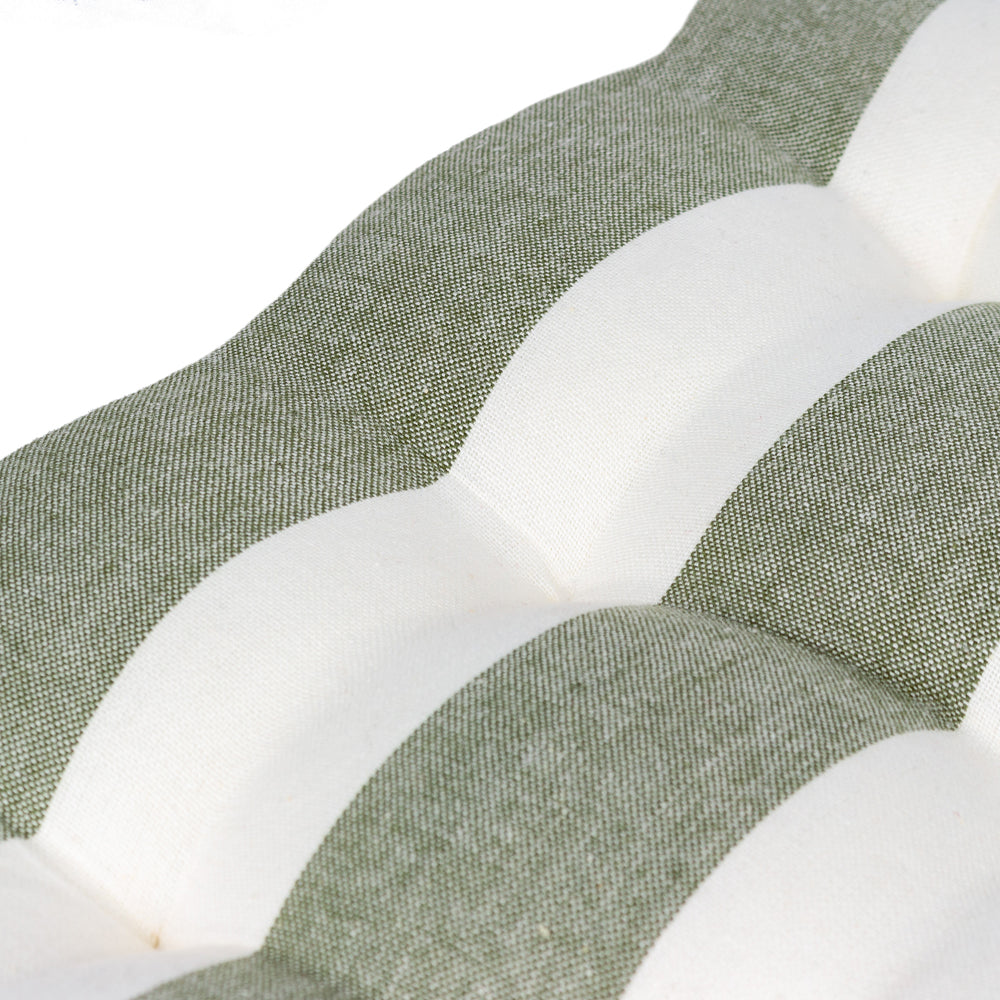 Hayle 2 Pack Striped Cotton Seat Pad Cushion Moss