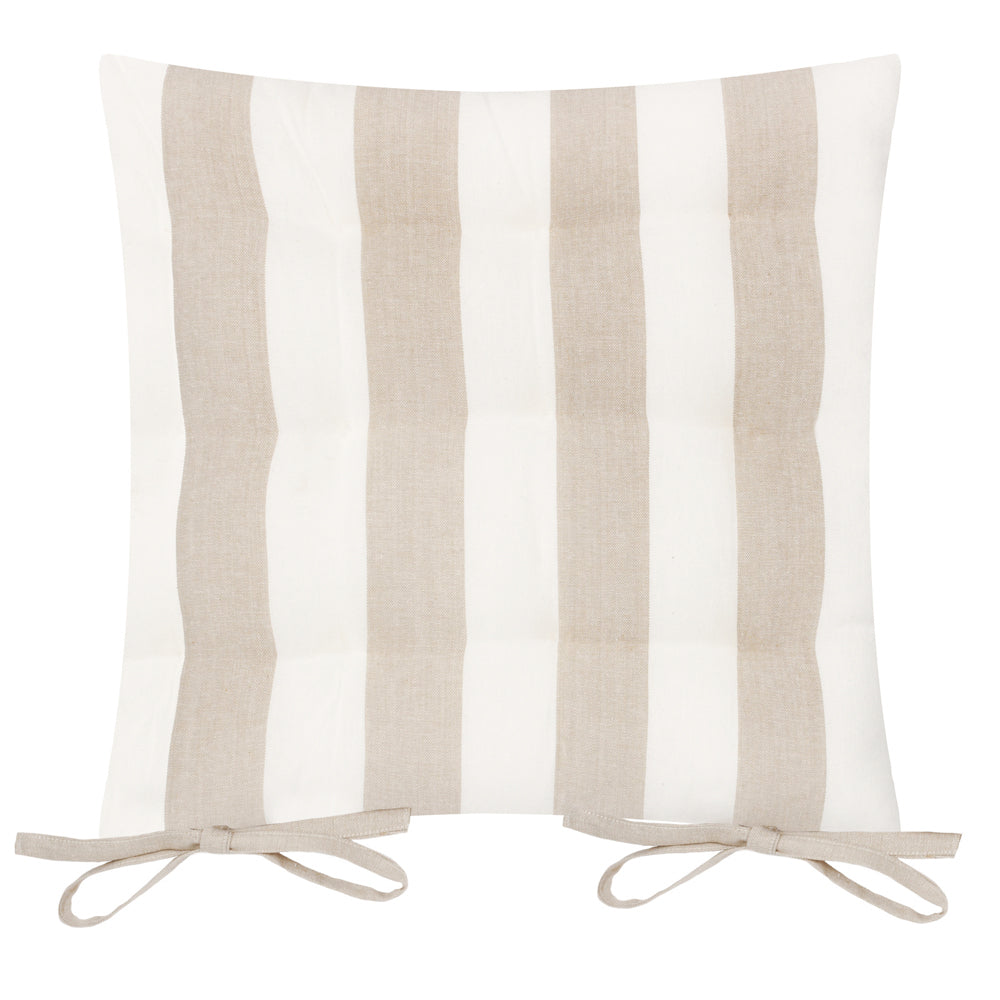 Hayle 2 Pack Striped Cotton Seat Pad Cushion Natural
