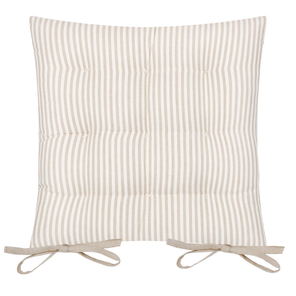 Hayle 2 Pack Striped Cotton Seat Pad Cushion Natural