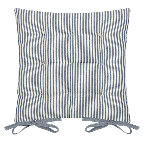 Striped Blue Cushions - Hayle 2 Pack Striped Cotton Seat Pad Seat Pad Navy Yard