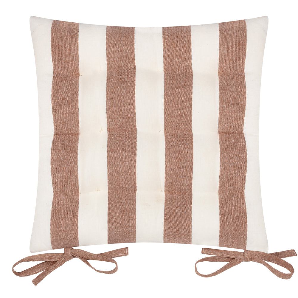 Hayle 2 Pack Striped Cotton Seat Pad Cushion Pecan