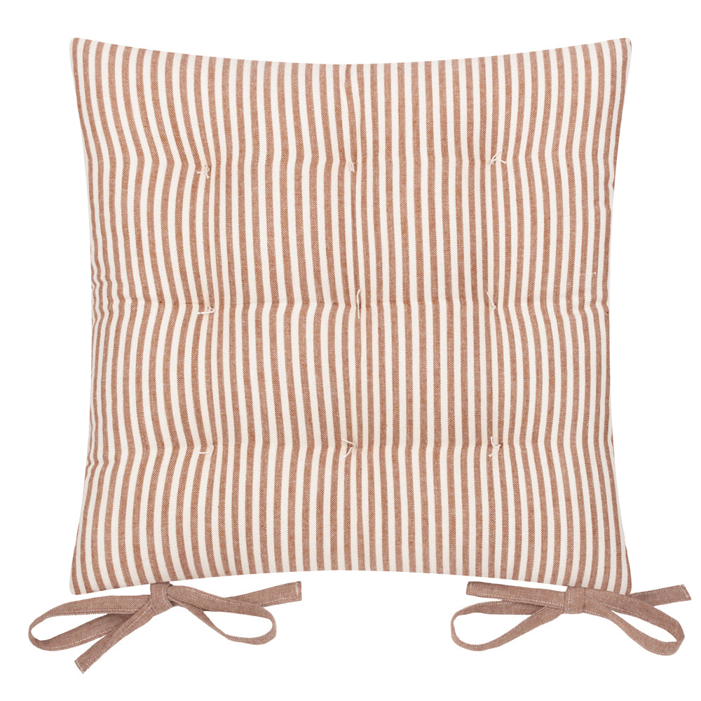 Hayle 2 Pack Striped Cotton Seat Pad Cushion Pecan