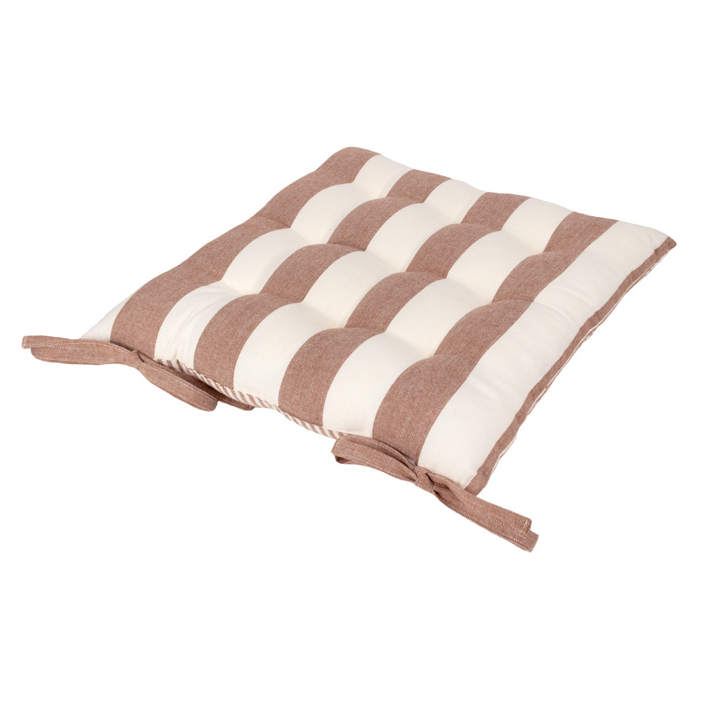 Hayle 2 Pack Striped Cotton Seat Pad Cushion Pecan
