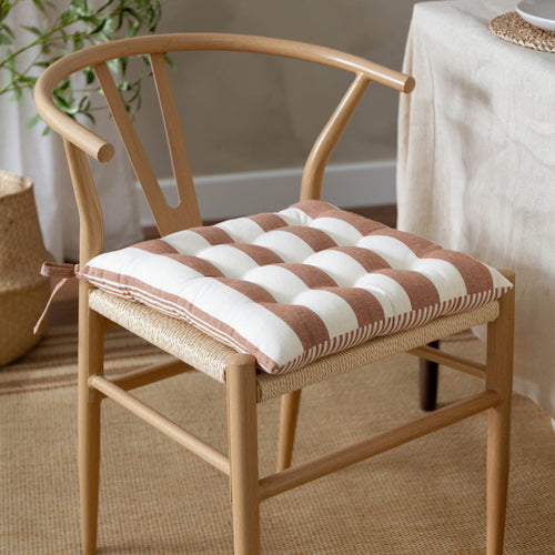 Striped Brown Cushions - Hayle 2 Pack Striped Cotton Seat Pad Seat Pad Pecan Yard