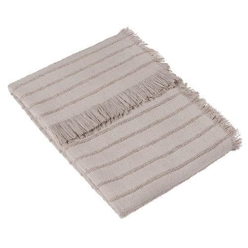 Striped Grey Throws - Hazie Woven Fringed Throw Griege furn.