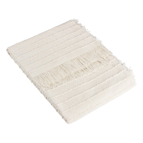 Striped Beige Throws - Hazie Woven Fringed Throw Natural furn.