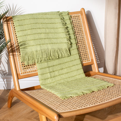 furn. Hazie Woven Fringed Throw in Pistachio