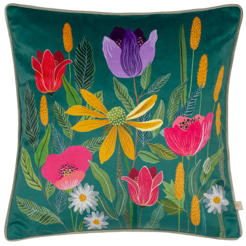 Floral Blue Cushions - House of Bloom Celandine Cushion Cover Teal Wylder