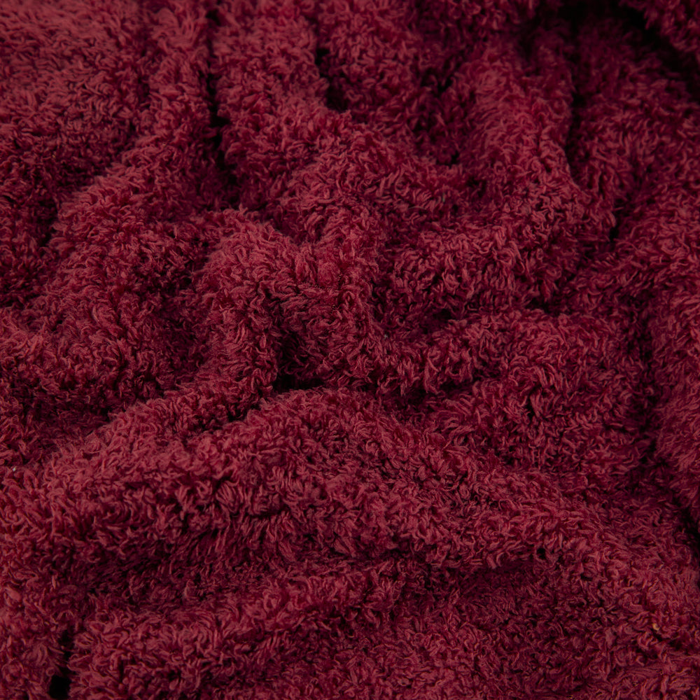 Harlan Borg Sherpa Tasselled Throw Burgundy
