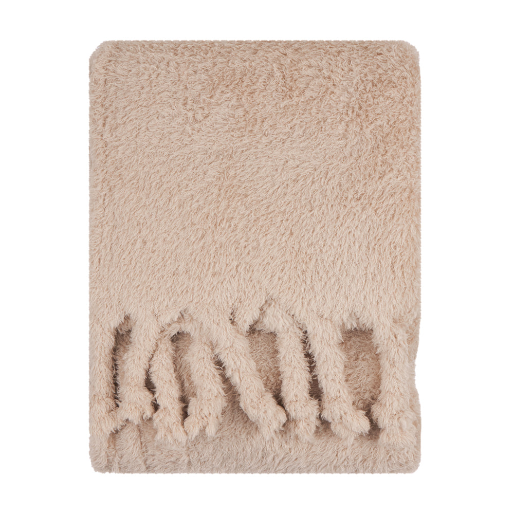 Harlan Borg Sherpa Tasselled Throw Natural