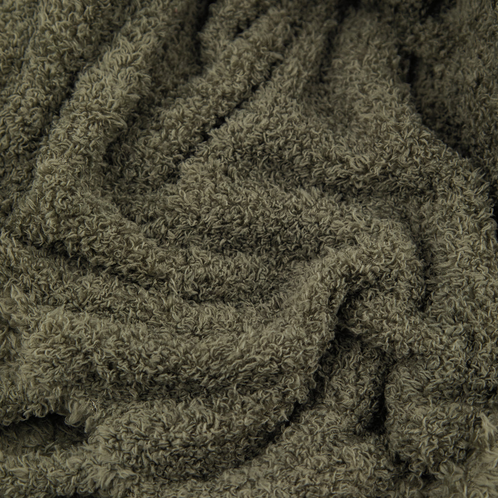 Harlan Borg Sherpa Tasselled Throw Olive