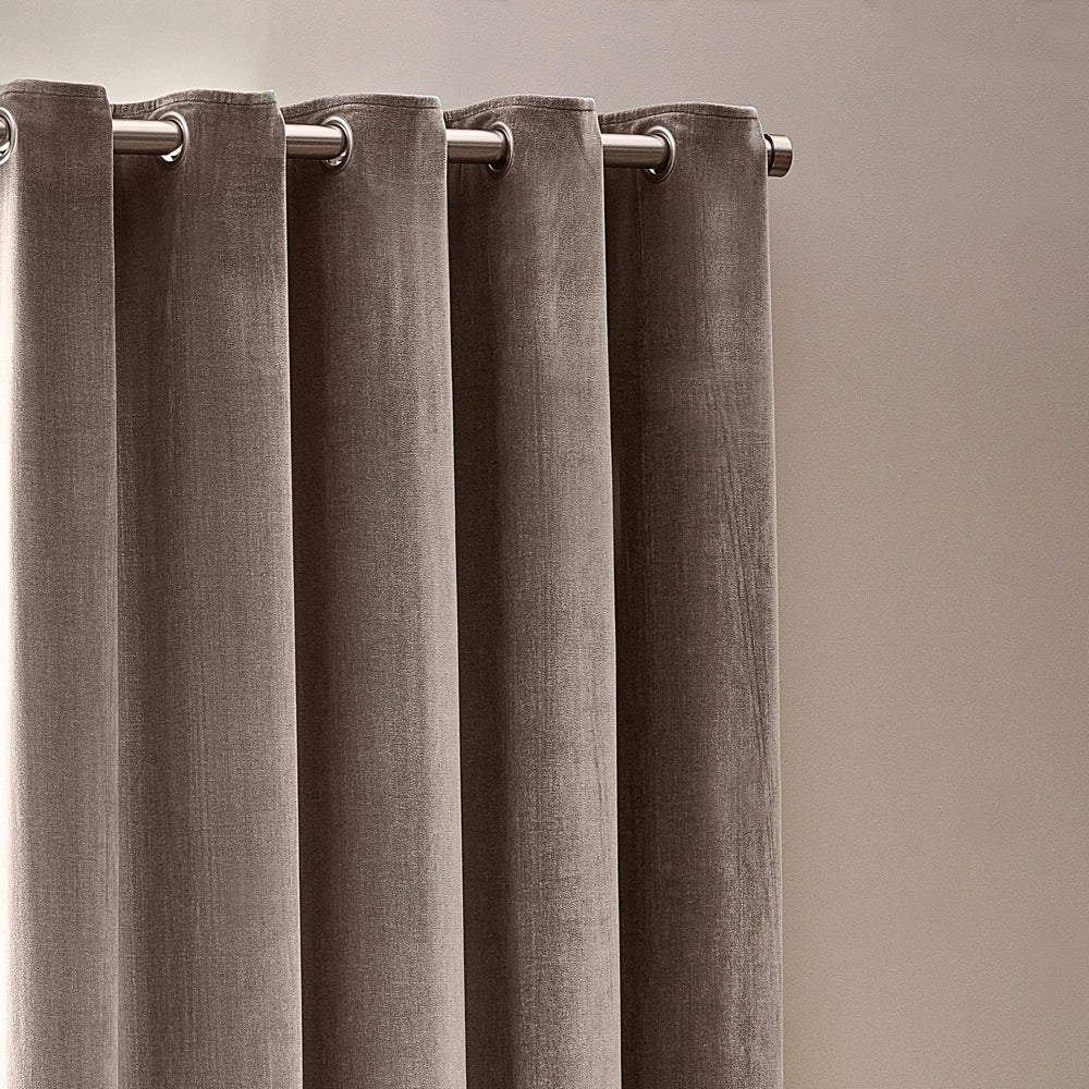Heavy Chenille Blackout Eyelet Curtains Greige