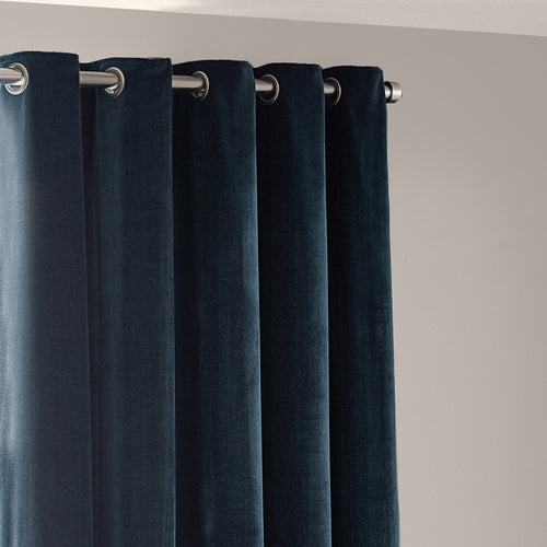 Heavy Chenille Blackout Eyelet Curtains Navy