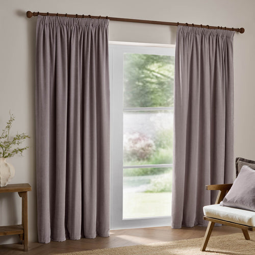Heavy Chenille Fully Lined Pencil Pleat Curtains Mauve