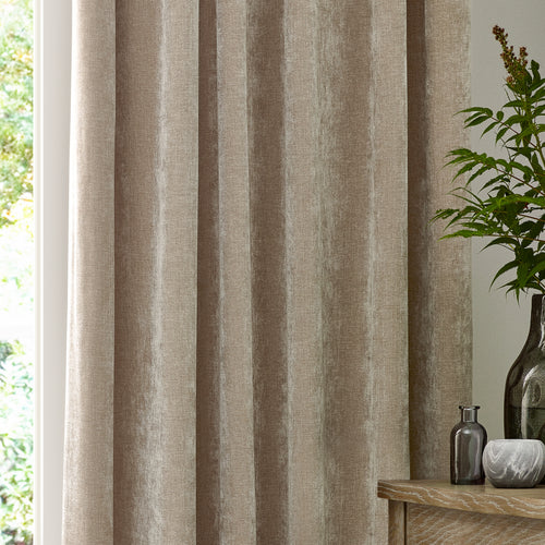 Heavy Chenille Fully Lined Velvet Pencil Pleat Curtains Natural
