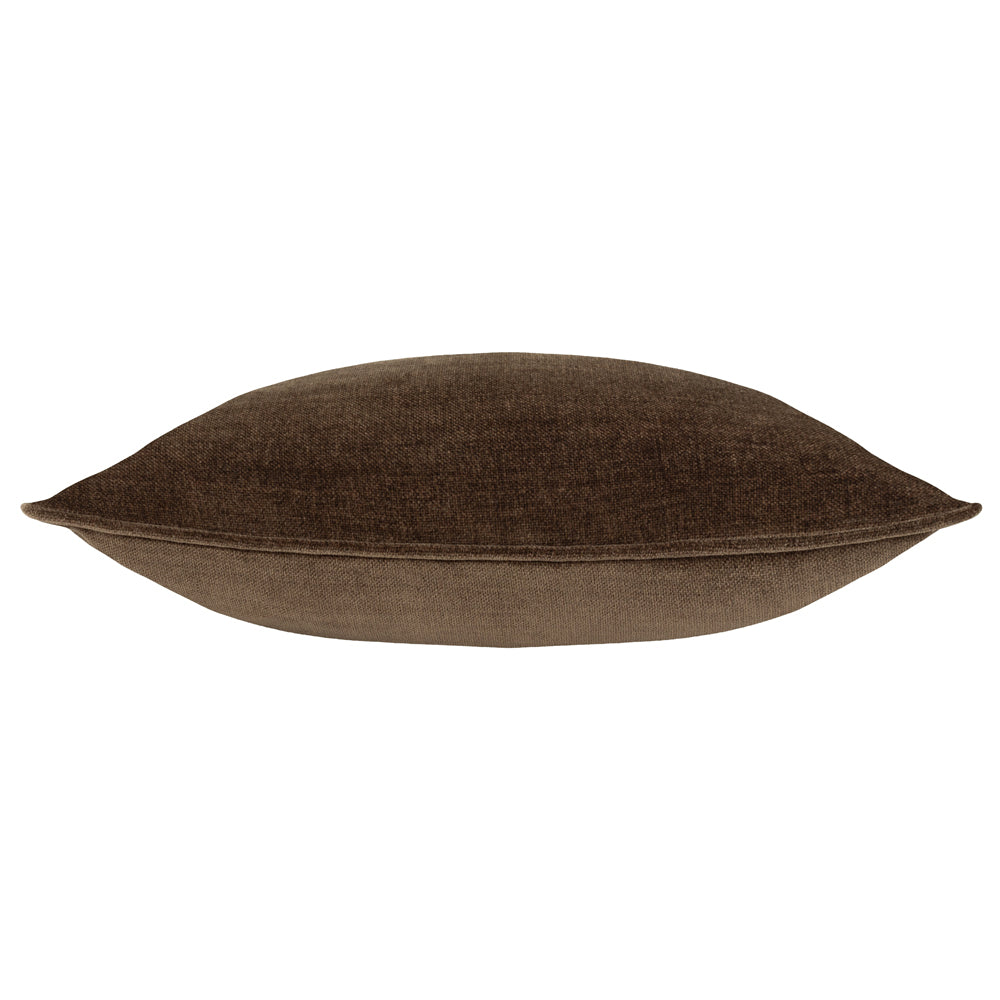 Heavy Chenille Piped Cushion Brown