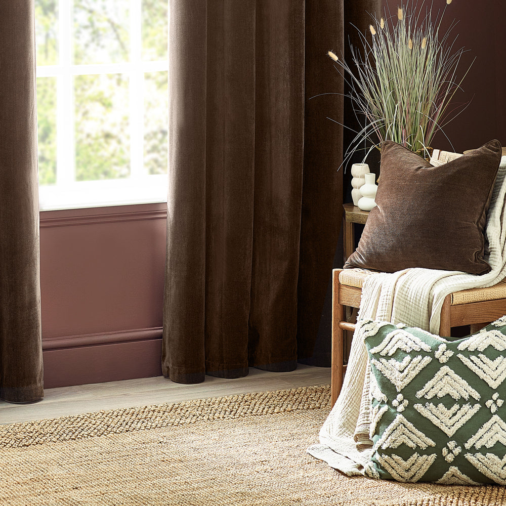 Heavy Chenille Piped Cushion Brown