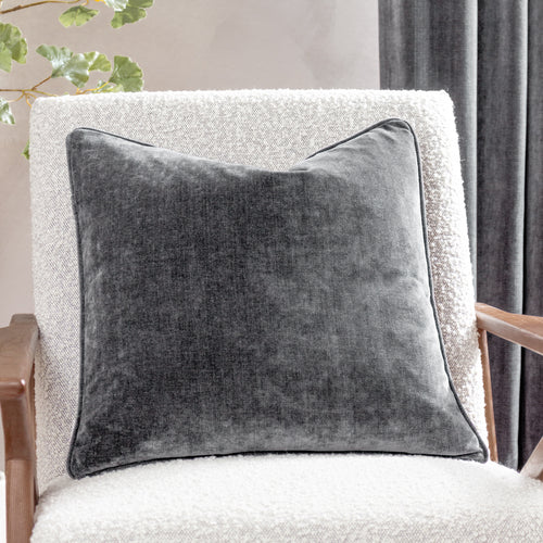 Plain Grey Cushions - Heavy Chenille  Cushion Cover Charcoal Yard